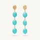 Gold Plated Turquoise Beaded Long Dangle Earrings